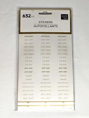 Happy Planner Stickers - Work + Life Balance, 632 Pieces, Neutral NEW